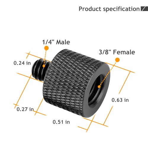 1/4 to 3/8 Camera Screw Adapter 1/4" Male to 3/8" Female and 3/8" Male to 1/4" Tripod Screw Adapter with Personalised Silicone Ring for Camera Monitor, Tripod, Mic Stand Mount 4 Pcs
