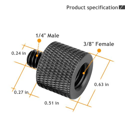 1/4 to 3/8 Camera Screw Adapter 1/4" Male to 3/8" Female and 3/8" Male to 1/4" Tripod Screw Adapter with Personalised Silicone Ring for Camera Monitor, Tripod, Mic Stand Mount 4 Pcs