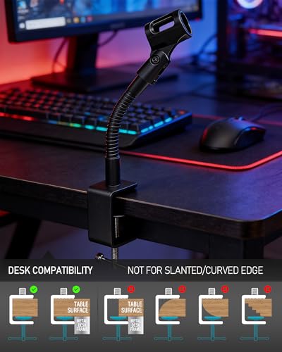 6-INCHS Flexible Gooseneck Microphone Stand with Heavy Duty Desk Clamp for Podcast, Meetings, Lectures, Radio Broadcasting Studio, Live Broadcast Equipment, TV Stations - size: 6-INCH