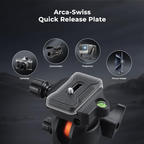 K&F CONCEPT 36mm Tripod Ball Head, 8kg Heavy Duty Head with Detachable Handle & Tilt Limiter, Arca Swiss Ball Head Mount with Quick Release + 360° Panoramic for Mirrorless Cameras and DSLRs