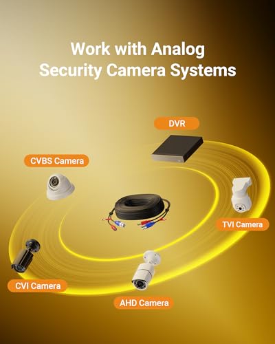 Anlapus 60ft 4K Ultra HD All-in-One Video & Power Cable, 8MP BNC Extension Cord for CCTV Security Camera DVR Analog Wired Surveillance Systems – Includes BNC Connector + RCA Adapter - size: 60ft Cable-4K