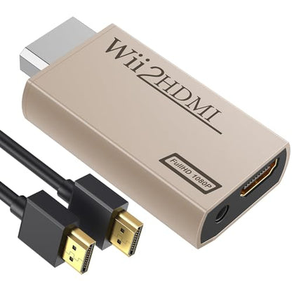 GANA Wii to HDMI Converter Adapter with Hdmi Cable Connect Wii Console to HDMI Display in 1080p Output Video with 3.5mm Audio Supports All Wii Display Modes Khaki - color: wii to hdmi Khaki