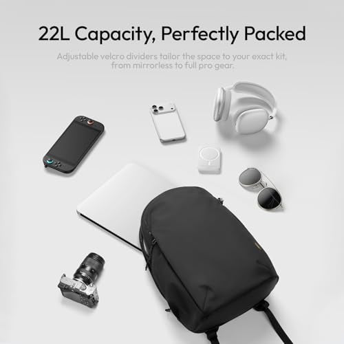 ULANZI YY038 Travel Camera Backpack 22L for Mirrorless DSLR | 16-inch Laptop Compartment, Anti-Theft Water-Resistant Photography Bag with Tripod Holder, Compatible with Sony Canon (Black) - size: YY038: 18.25 x 13 x 9.5
