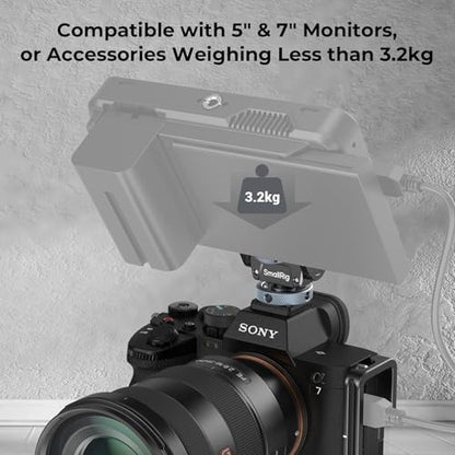 SmallRig Camera Monitor Mount Lite with Cold Shoe, Swivel 360° and Tilt 180° Holder for Field Monitor, LED, Flash and Video Shooting Photography Accessories, Max Load Capacity of 90° Tilt 3.2kg