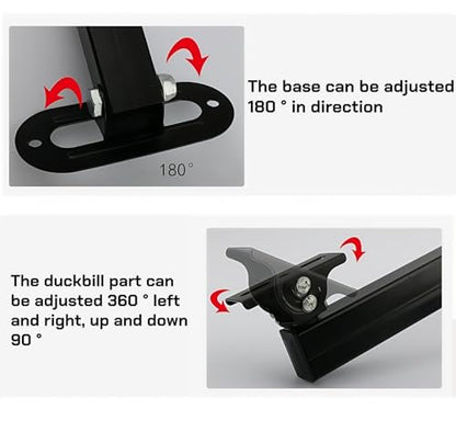 Long Arm Security Camera Bracket | 180° Rotatable Corner Mount |Metal Wall Mount for CCTV Surveillance Camera| Black Spray Paint Finish (5.9"+7.87" Duckbill)