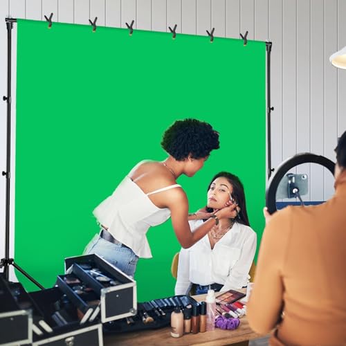 10x8.5 ft Adjustable Green Screen Backdrop Kit with Stand, Photo Background Support System for Video Streaming, Photography, Studio, Parties, Events - size: 8.5x10 ft