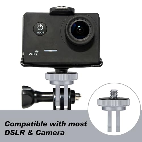 Frienda 4 Pieces Aluminum Camera Tripod Mount Adapter 1/4-20 Conversion Adapter for Tripod Compatible with GoPro Action Cameras and Other Standard 1/4 Accessories(Gray) - color: Gray