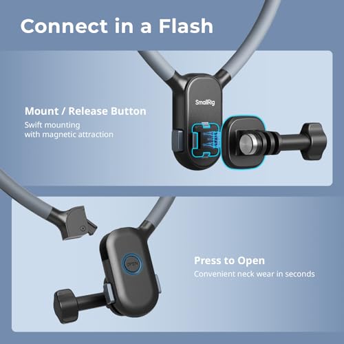 SMALLRIG Magnetic Neck Mount for Action Camera, Quick Release One-Click Button & Ergonomic Design, for GoPro Hero 12/11/10/9, for DJI OSMO 360/Nano/Action 6/5 Pro/4, for Insta360 Ace Pro 2-5126 - style: for Action Cam