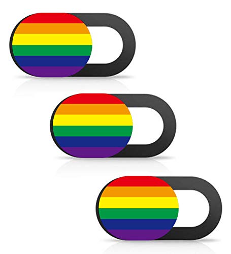 SIREG Webcam Cover Ultra Thin - Web Camera Cover fits Laptop,Tablet, Computer, Smartphone, Protect Your Privacy and Security,Strong Adhesive (Rainbow-Black & 3 Pack) - color: Rainbow-Black & 3 pack