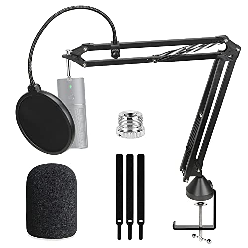 For Razer Seiren X Boom Arm with Pop Filter, Reduce Wind Noises Mic Cover and Cable Ties - Professional Mic Stand, 3/8" to 5/8" Adapter Compatible with Other Microphone - color: Mic Stand