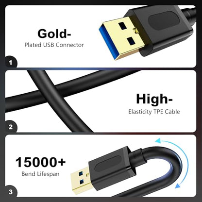 USB 3.0 Male to Male Cable 3Ft,USB to USB Cable with Gold-Plated Connector for Hard Drive Enclosures, DVD Player, Laptop Cooler (3Ft/1M) - size: 3 ft/1 m