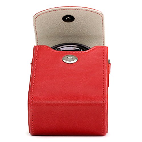 MegaGear Leather Camera Case with Strap Compatible with Canon PowerShot G7 X Mark III, G7 X Mark II, G7 X - MG1216, Red - color: Red