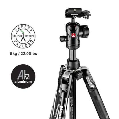 Manfrotto Befree Advanced Camera Tripod with Lever Closure, Portable and Compact Travel Tripod Kit with Ball Head, Aluminum Tripod for DSLR Reflex and Mirrorless Cameras, Camera Accessories | Aluminum 4-Section Travel Tripod, 40 Cm Folded, 151 Cm Max, 1.5