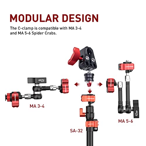 IFOOTAGE Spider Crab Support Rod SA-32，Camera Slider Support Arm Stabilizer，Adjustable Length 360 Degrees Rotation with C Clamps and Ballhead，Connecting Camera Video Slider and Tripod