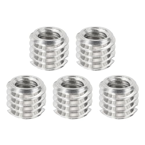 PATIKIL 1/4" Female to 3/8" Male Convert Screws Adapters, 5 Pcs Tripod Thread Adapter Mount for Camera Monopod Video DSLR SLR Mic Stand, Silver