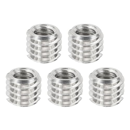 PATIKIL 1/4" Female to 3/8" Male Convert Screws Adapters, 5 Pcs Tripod Thread Adapter Mount for Camera Monopod Video DSLR SLR Mic Stand, Silver