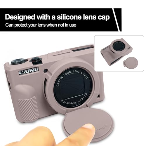 Easy Hood Case for Canon Powershot G7 X Mark III Digital Camera, Soft Silicone Protective Cover with Removable Lens Cover for Canon Powershot G7X Mark III DSLR Camera (Tiffany Pink) - color: Tiffany Pink