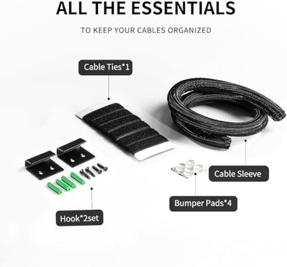 Large Cable Management Box-Stylish Wire Organizer, Wire Concealer and Wire Management Box-Wire Management Box with Protective Sleeve (Black) - color: Black