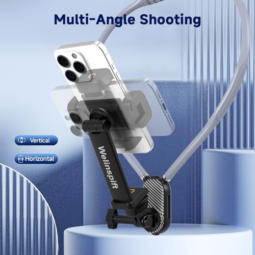 Upgraded 65cm Neck Phone Holder Recording with Anti-Shake Strap - POV/Vlog Neck Tripod Mount Hands-Free Filming, Universal for iPhone, Samsung Google Pixel, All Smartphones and Action Camera