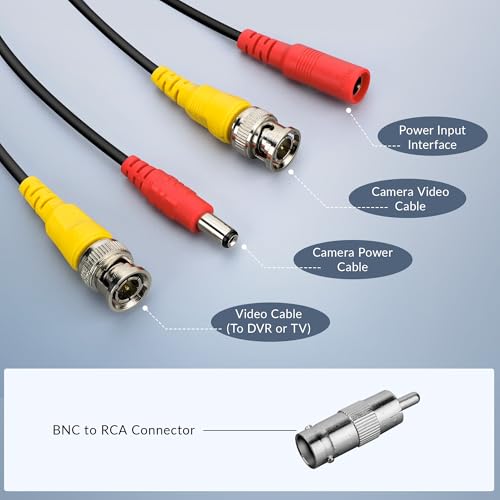 ABLEGRID® 4 Pack 100ft bnc Video Power Cable Security Camera Cable Wire Cord for CCTV dvr Surveillance System (Included 2X BNC to RCA connectors with Each Cable)