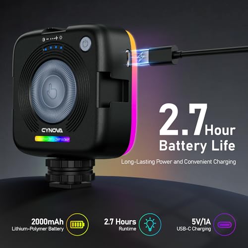 CYNOVA Magnetic RGB Video Light with Mini Desktop Tripod | Portable LED Camera Light 3000–9000K, 126 LEDs, Rechargeable Mini Panel for Vlogging, Live Streaming, Photography