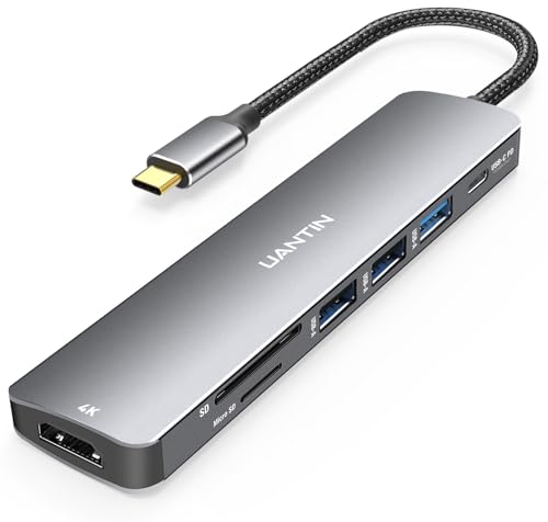 UANTIN USB C Hub, 7 in 1 Multiport Adapter for Laptop/Mac Type C Devices | USBC Adapter with 4K HDMI Dongle, 100W PD, Card Reader, 3 USB-A, USB C Docking Station for MacBook Neo, Dell, HP, ASUS - style: USB C Hub 7 in 1