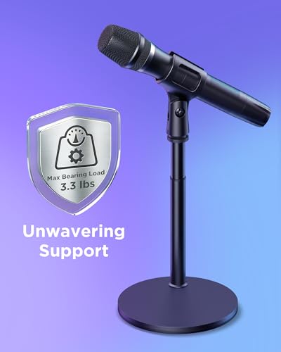 InnoGear Desktop Microphone Stand, Telescopic Table Mic Stand for Desk Adjustable with Mic Clip 5/8" to 3/8" Screw for Blue Yeti HyperX QuadCast SoloCast Snowball Fifine Shure SM7B and Other Mic