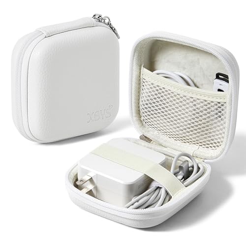 Charger Case for Macbook, Portable Tech Electronic Organizer Bag, Small Travel Storage Pouch for Laptop Accessories, MacBook Power Adapter, Charging Cords, USB Drives, Power Bank (White, M) - color: White, size: M