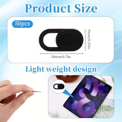 50 Pcs Webcam Cover Slide, 0.023 Inch Ultra-Thin Universal Laptop Camera Cover Slide for Laptop, Computer, Phone Protect Your Privacy and Security