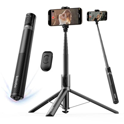 67'' Automatic Phone Tripod, Auto-Open Selfie Stick for iPhone with Remote, 360° Rotatable Extendable Phone Stand for Video Recording Vlog, Stable Travel Tripod Compatible with iPhone Android