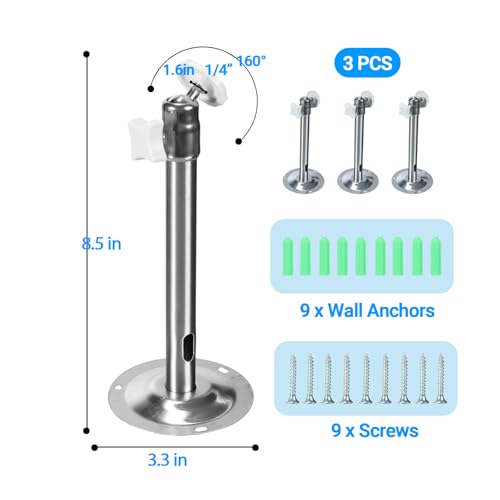 3PCS Stainless Steel Extremely Long 8.5 in Camera Mount for eufyCam 2C/2C Pro, 3C/S300, Adjustable Wall Mount Brackets Indoor/Outdoor - size: 8.5 inch 3PCS