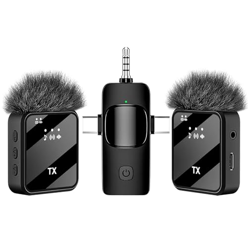 3-in-1 Mini Wireless Lavalier Microphone for iPhone, Android & Camera - Ideal for Vlogging, Content Creation & Video Recording with AI Noise Reduction, 328ft Range & 20H Battery Life