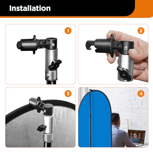 2 Pack Reflector Holder Clips,Backdrop Clamp,Photography Studio Reflector Disc Holder Clip Positioning Clamp Mount Adapter for Light Stand with 5/8" Stud - size: 2-Pack