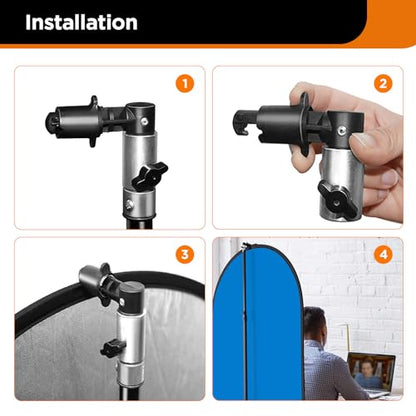 2 Pack Reflector Holder Clips,Backdrop Clamp,Photography Studio Reflector Disc Holder Clip Positioning Clamp Mount Adapter for Light Stand with 5/8" Stud - size: 2-Pack
