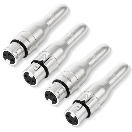 XLR 3 Pin Female to 1/4" 6.35mm Female Jack Socket Audio Adapter, Professional Grade Conversion Adapters, Audio Cable Mic Cord Adapter Plug, Silver 4-Pcs - size: XLR Female, style: 4 pcs
