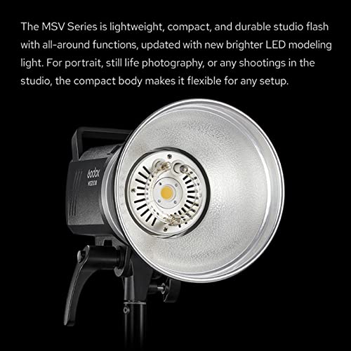 Godox MS300V 300Ws GN58 Compact Studio Strobe Flash Bowens Mount Monolight | LED Modeling Lamp, 2.4G Wireless, 0.1-1.8S Recycle Time, Flash Light for Studio,Portrait,Commerce Photography(MS300 Upgraded)