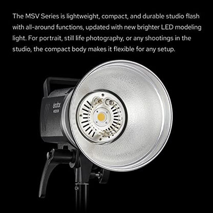 Godox MS300V 300Ws GN58 Compact Studio Strobe Flash Bowens Mount Monolight | LED Modeling Lamp, 2.4G Wireless, 0.1-1.8S Recycle Time, Flash Light for Studio,Portrait,Commerce Photography(MS300 Upgraded)