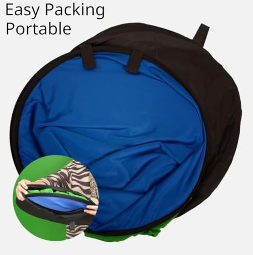 Portable Collapsible Webcam Backdrop with Package Bag, Background Green Screen, Wrinkle-Resistant Fabric, Attachable, Easy Setup, Perfect for Zoom, Webex, Teams, D44''