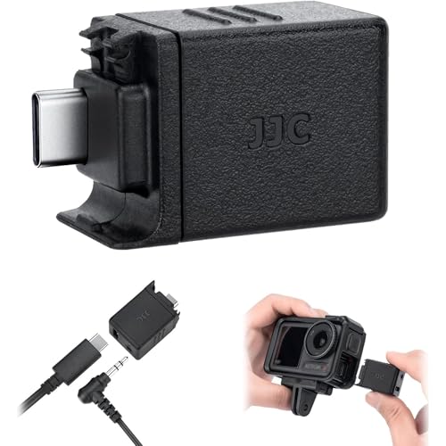 Osmo Action 6 Mic Adapter, 3.5mm Audio Mic Adapter for DJI Osmo Action 6 5 Pro 4, Supports Microphone Input, External Microphone Converter with Type-C（for Charging）Interface for Recording Vlogging