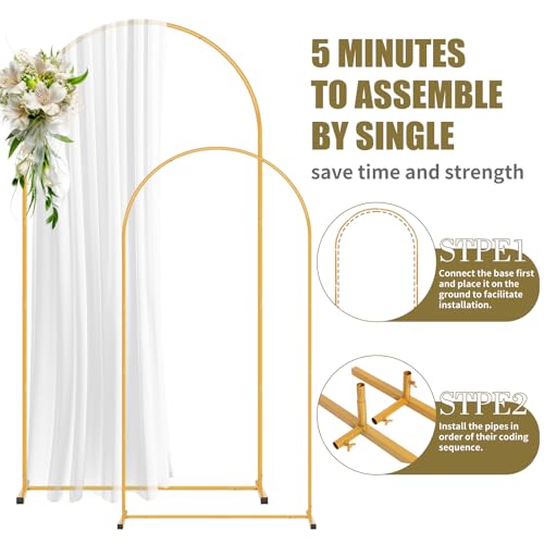 2 Pack Arch Backdrop Stand and Cover Set (7.2FT/6FT), Balloon Arch Stand, Metal Background Arch Stand, Backdrop Arch Frame, Wedding Arch for Backdrop (Ivory Cover) - color: Arch with Ivory Cover-(7.2FT/6FT)