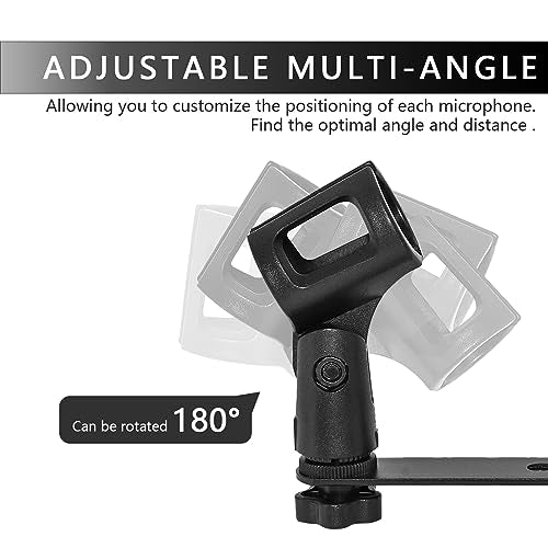 Musiin Microphone Holder 1-to-2 Mic Mount Bar with Standard Suitable Compatible with Most Microphone Stands Boom Arms - size: Double Clip