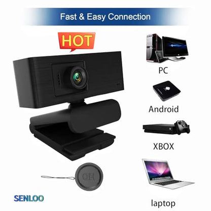 1080P Webcam HD for PC - Web Camera for Desktop Computer with Hi-fi Microphones, Privacy Cover - Computer Camera Wide Angle, Plug &Play, USB Web cam for Zoom, Skype, Teams, Streaming, Video Calling