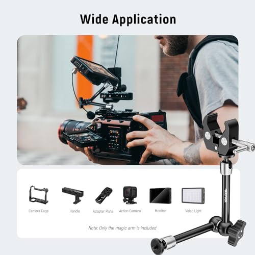NEEWER 9.8"/25cm Adjustable Magic Arm with Super Clamp, 1/4" & 3/8" Threads, 1/4" Screws for Flash/LED Light/Microphone/Monitor, Compatible with SmallRig Camera Cage, Max Load: 3.3lb/1.5kg, ST25C - style: 9.8"/25cm w/Clamp