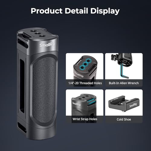 SMALLRIG Mini Camera Side Handle with NATO and 1/4"-20 Screws Installation Options, for Left and Right Hand, with 1/4"-20 Threaded Holes, Wrist Strap Holes, Cold Shoe, Up and Down Adjustable - style: 1/4"-20 Screws & NATO Clamp