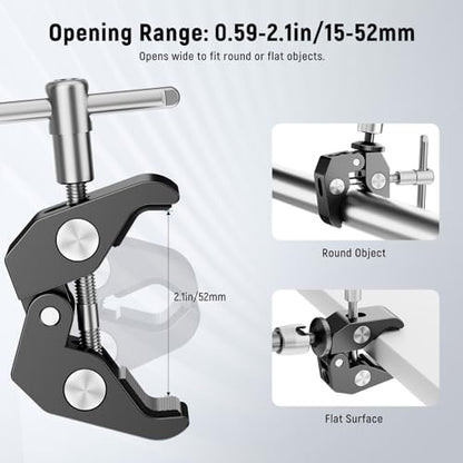 NEEWER 9.8"/25cm Adjustable Magic Arm with Super Clamp, 1/4" & 3/8" Threads, 1/4" Screws for Flash/LED Light/Microphone/Monitor, Compatible with SmallRig Camera Cage, Max Load: 3.3lb/1.5kg, ST25C - style: 9.8"/25cm w/Clamp
