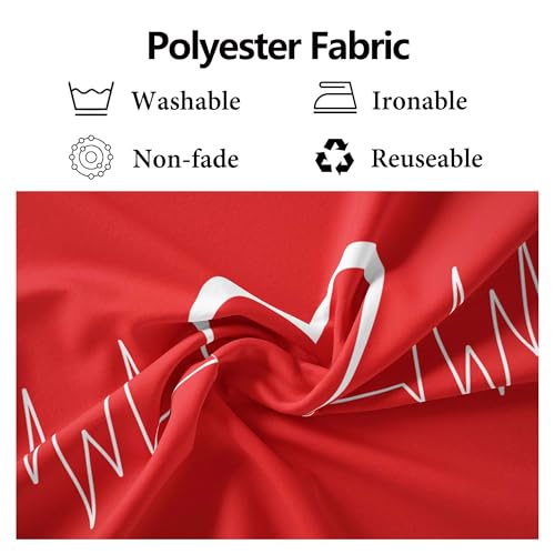 17x10ft Fabric Happy Valentine's Day Backdrop for Photography Art Design Health Medical Heartbeat Pulse Background for Lovers Valentine's Day Party Decoration Photo Studio Props - size: 17x10FT