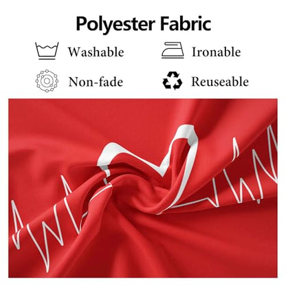 8x6ft Fabric Happy Valentine's Day Backdrop for Photography Art Design Health Medical Heartbeat Pulse Background for Lovers Valentine's Day Party Decoration Photo Studio Props - size: 8x6FT