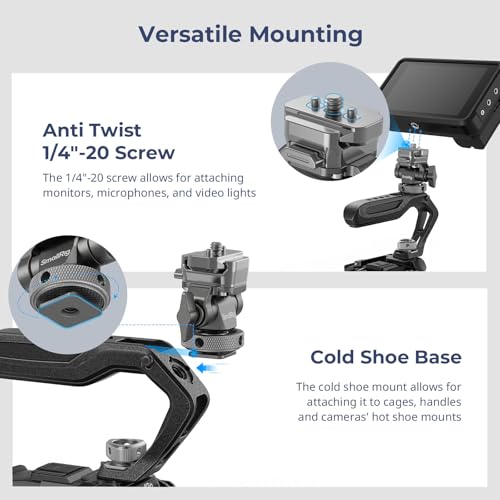 SmallRig HawkLock H21 Quick Release Monitor Mount with Cold Shoe Mount, Swivel and Tilt Adjustable Monitor Holder with 1/4"- 20 Screw, Dual Anti-Twist Design, for Ninja V and V+ Monitors