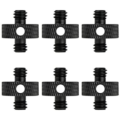 1/4 Male to 1/4 Male Camera Thread Screw Adapter with Hole Threaded for Cage, Tripod, Mic, Light Stand, DSLR Shoulder Mount, 6 Pcs (Black) - color: 1/4-1/4 Male Hole