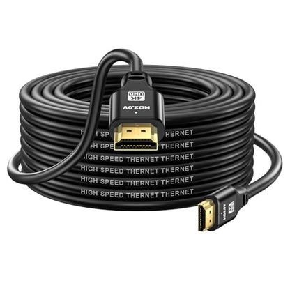 40FT Long HDMI Cable 4K60Hz, High Speed 4K HDMI Cable with Gold Plated Connectors, Black Aluminum Housing, for Projector, Home Theater, Church, Classroom, Large Room, AV Cabinet Setup. - size: 40FT